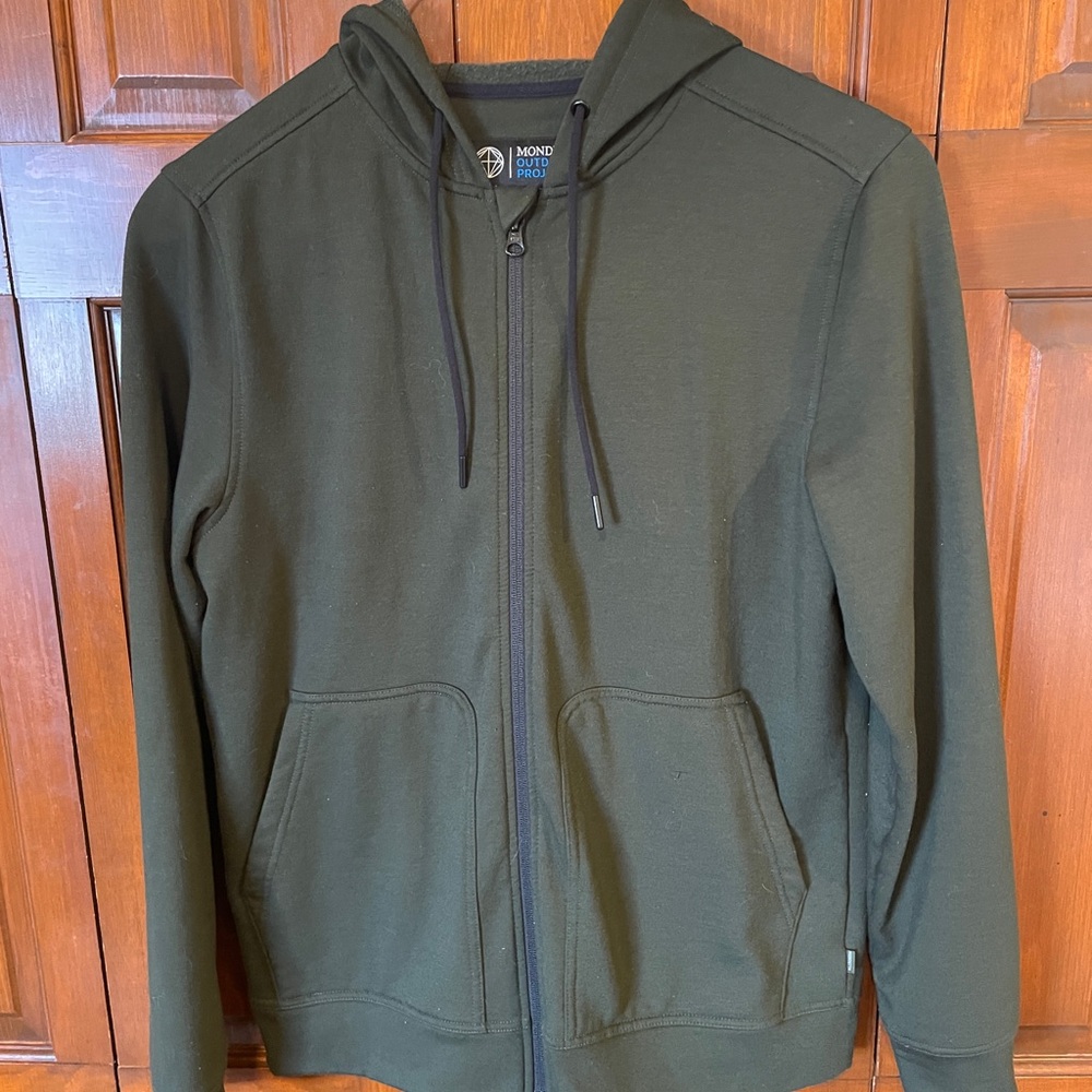 Mondetta Men’s Dark Green Hooded Full Zip Sweat Jacket Size Medium Retail $40.